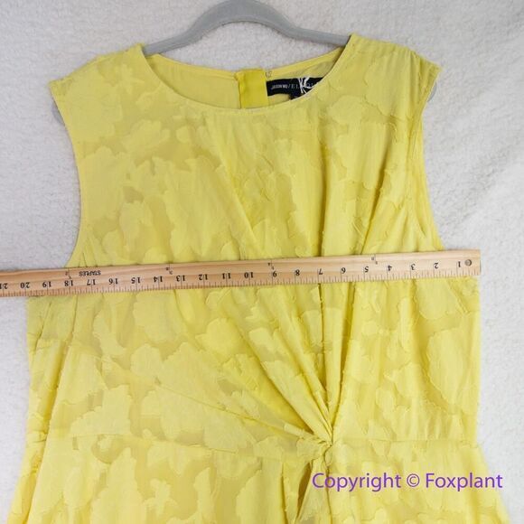 Jason Wu x Eloquii Pleated Detail Midi Dress yellow‎ floral, size 20 - Picture 6 of 16